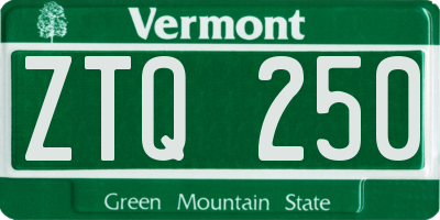 VT license plate ZTQ250