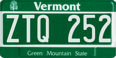 VT license plate ZTQ252