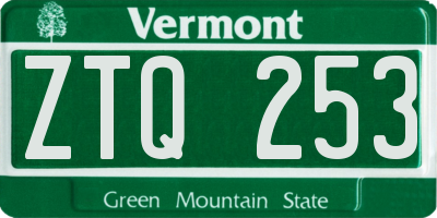 VT license plate ZTQ253
