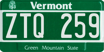 VT license plate ZTQ259