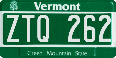 VT license plate ZTQ262