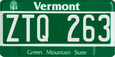 VT license plate ZTQ263