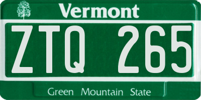 VT license plate ZTQ265