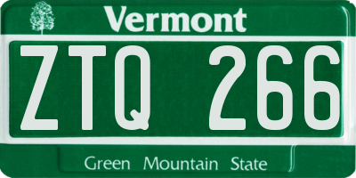 VT license plate ZTQ266