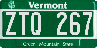 VT license plate ZTQ267