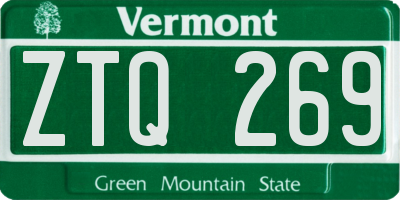 VT license plate ZTQ269
