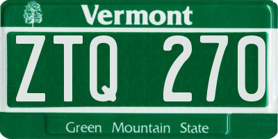 VT license plate ZTQ270