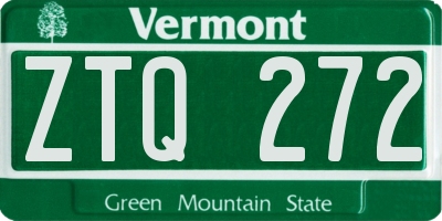 VT license plate ZTQ272