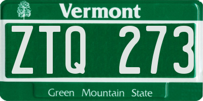 VT license plate ZTQ273