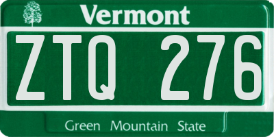 VT license plate ZTQ276