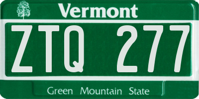 VT license plate ZTQ277
