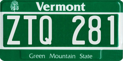 VT license plate ZTQ281