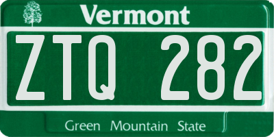 VT license plate ZTQ282