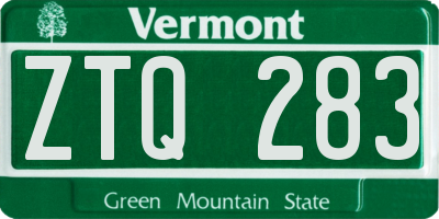 VT license plate ZTQ283