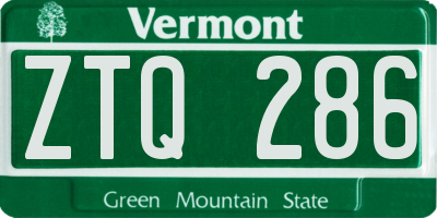 VT license plate ZTQ286