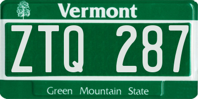 VT license plate ZTQ287