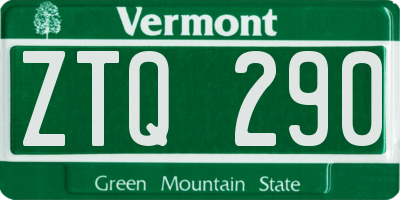 VT license plate ZTQ290