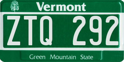 VT license plate ZTQ292