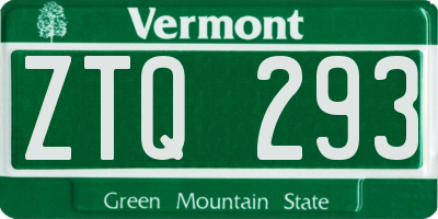 VT license plate ZTQ293