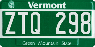 VT license plate ZTQ298