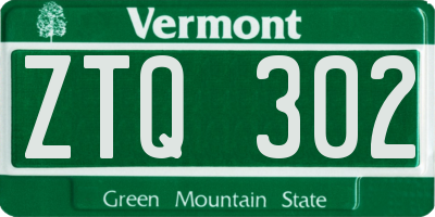 VT license plate ZTQ302