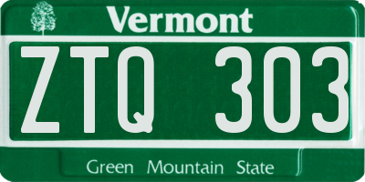 VT license plate ZTQ303