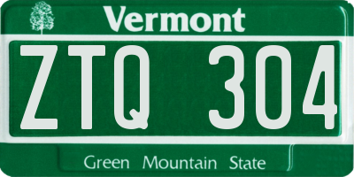 VT license plate ZTQ304