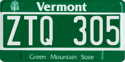 VT license plate ZTQ305