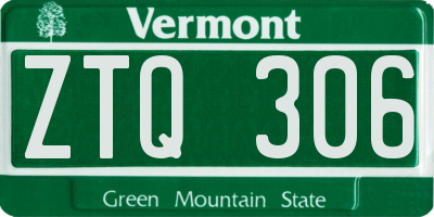 VT license plate ZTQ306