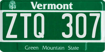 VT license plate ZTQ307