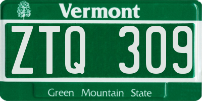 VT license plate ZTQ309