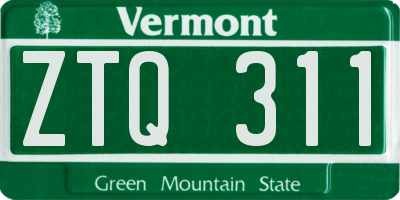 VT license plate ZTQ311