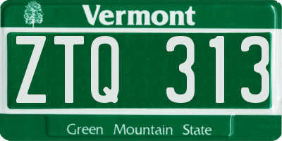 VT license plate ZTQ313