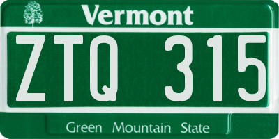 VT license plate ZTQ315