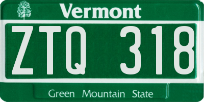 VT license plate ZTQ318