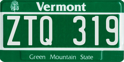 VT license plate ZTQ319