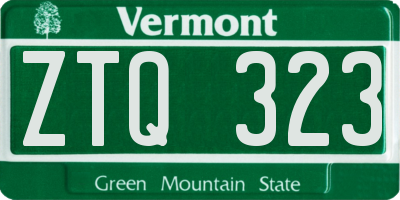 VT license plate ZTQ323