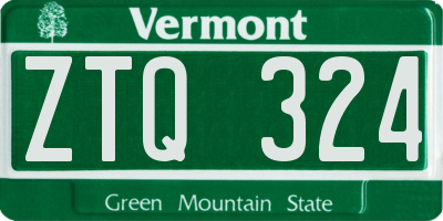 VT license plate ZTQ324