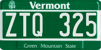 VT license plate ZTQ325