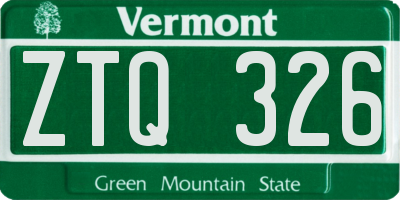 VT license plate ZTQ326