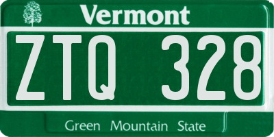 VT license plate ZTQ328
