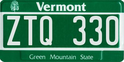 VT license plate ZTQ330
