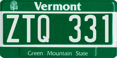 VT license plate ZTQ331