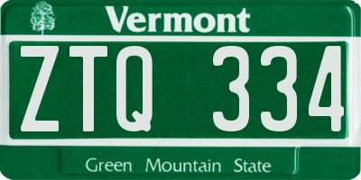 VT license plate ZTQ334