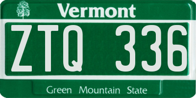 VT license plate ZTQ336