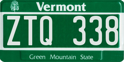 VT license plate ZTQ338
