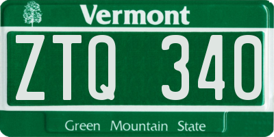 VT license plate ZTQ340