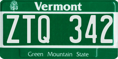 VT license plate ZTQ342