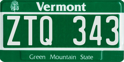 VT license plate ZTQ343