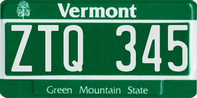 VT license plate ZTQ345